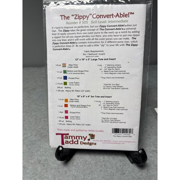 Tammy Tadd Designs "Zippy" Convert-Able Tote Bag Sewing Pattern with Zipper Opti - Picture 5 of 5